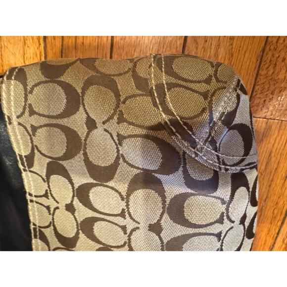 COACH Y2K BLEEKER beige /BROWN SIGNATURE LARGE FLAP BAG #11772 (P170) - Picture 9 of 10